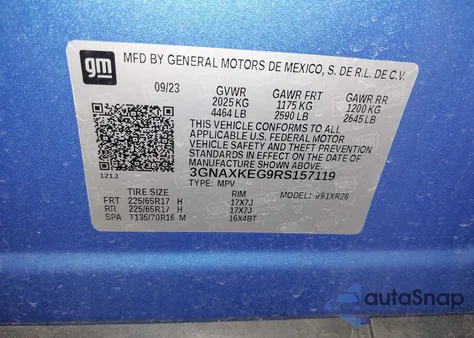 2024 Chevrolet Equinox Fwd Lt from USA, damaged, VIN 3GNAXKEG9RS157119